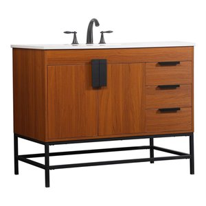 Elegant Decor Eugene 42&quot Aluminum MDF Single Bathroom Vanity in Teak