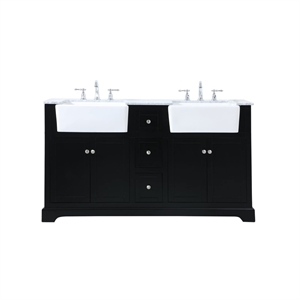 Elegant Decor Franklin 60&quot Wood Double Bathroom Vanity in Black