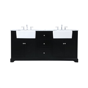 Elegant Decor Franklin 72&quot Wood Double Bathroom Vanity in Black