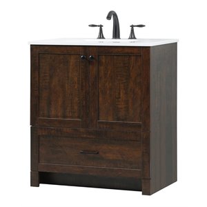 Elegant Decor Soma 30&quot Aluminum MDF Single Bathroom Vanity in Expresso