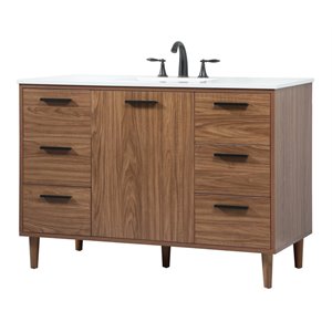 Elegant Decor Baldwin 48&quot Wood Single Bathroom Vanity in Walnut Brown