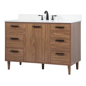 elegant decor baldwin 48&quot wood single bathroom vanity with backsplash in brown