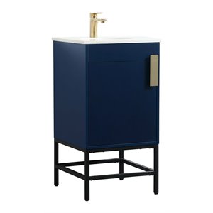 Elegant Decor Eugene 18&quot Aluminum MDF Single Bathroom Vanity in Blue