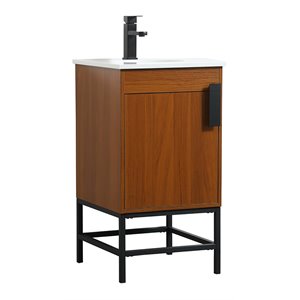 Elegant Decor Eugene 18&quot Aluminum MDF Single Bathroom Vanity in Teak