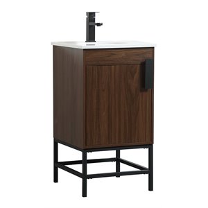Elegant Decor Eugene 18&quot Aluminum MDF Single Bathroom Vanity in Walnut