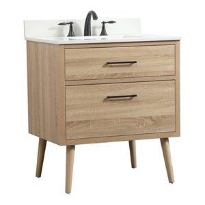 Elegant Decor Boise 30&quot MDF Single Bathroom Vanity with Backsplash in Mango Wood