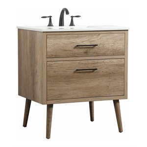 Elegant Decor Boise 30&quot Aluminum MDF Single Bathroom Vanity in Natural Oak