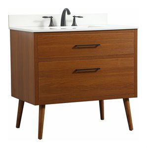 Elegant Decor Boise 36&quot MDF Single Bathroom Vanity with Backsplash in Teak