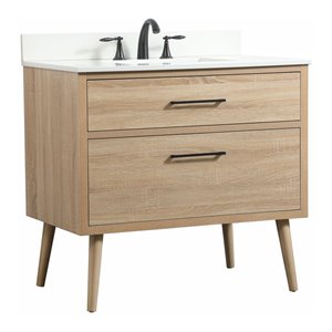 Elegant Decor Boise 36&quot MDF Single Bathroom Vanity with Backsplash in Mango Wood