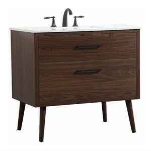Elegant Decor Boise 36&quot Aluminum MDF Single Bathroom Vanity in Walnut