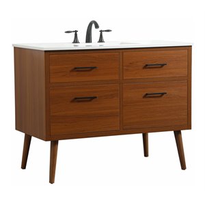 Elegant Decor Boise 42&quot Aluminum MDF Single Bathroom Vanity in Teak