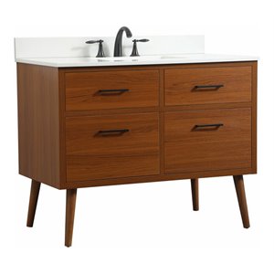 Elegant Decor Boise 42&quot MDF Single Bathroom Vanity with Backsplash in Teak