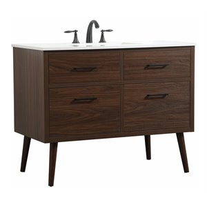 Elegant Decor Boise 42&quot Aluminum MDF Single Bathroom Vanity in Walnut