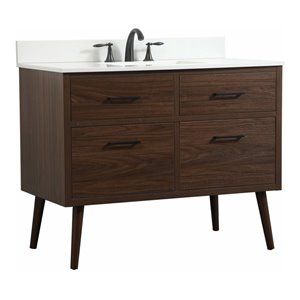 Elegant Decor Boise 42&quot MDF Single Bathroom Vanity with Backsplash in Walnut