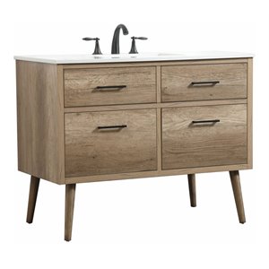 Elegant Decor Boise 42&quot Aluminum MDF Single Bathroom Vanity in Natural Oak
