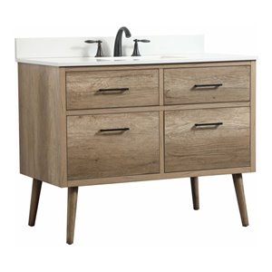 Elegant Decor Boise 42&quot MDF Single Bathroom Vanity with Backsplash - Natural Oak