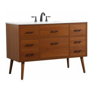 Elegant Decor Boise 48&quot Aluminum MDF Single Bathroom Vanity in Teak