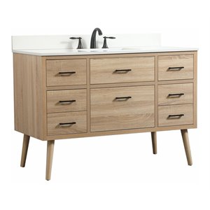 Elegant Decor Boise 48&quot MDF Single Bathroom Vanity with Backsplash in Mango Wood