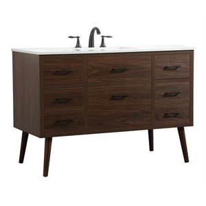 Elegant Decor Boise 48&quot Aluminum MDF Single Bathroom Vanity in Walnut