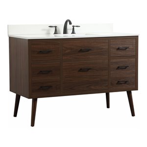 Elegant Decor Boise 48&quot MDF Single Bathroom Vanity with Backsplash in Walnut