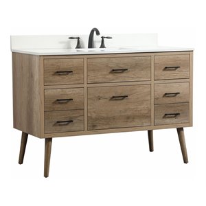 Elegant Decor Boise 48&quot MDF Single Bathroom Vanity with Backsplash - Natural Oak