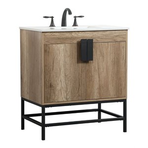 Elegant Decor Eugene 30&quot Aluminum MDF Single Bathroom Vanity in Natural Oak