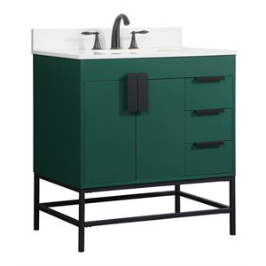 Elegant Decor Eugene 32&quot MDF Single Bathroom Vanity with Backsplash in Green