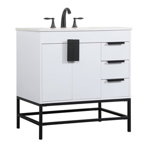 Elegant Decor Eugene 32&quot Aluminum MDF Single Bathroom Vanity in White