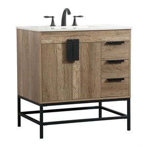 Elegant Decor Eugene 32&quot Aluminum MDF Single Bathroom Vanity in Natural Oak