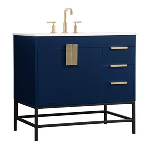 Elegant Decor Eugene 36&quot Aluminum MDF Single Bathroom Vanity in Blue
