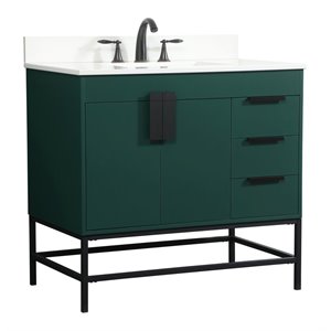 Elegant Decor Eugene 36&quot MDF Single Bathroom Vanity with Backsplash in Green