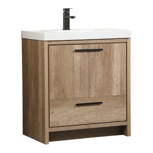 Elegant Decor Wyatt 30&quot Aluminum MDF Single Bathroom Vanity in Natural Oak