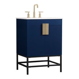 Elegant Decor Eugene 24&quot Aluminum MDF Single Bathroom Vanity in Blue