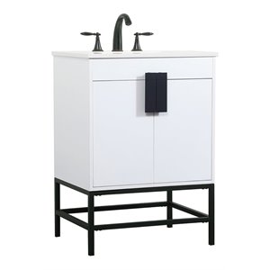 Elegant Decor Eugene 24&quot Aluminum MDF Single Bathroom Vanity in White