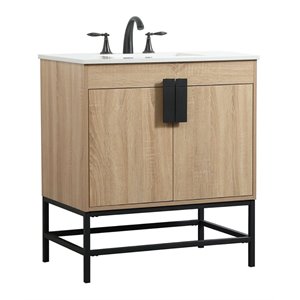 Elegant Decor Eugene 30&quot Aluminum MDF Single Bathroom Vanity in Mango Wood