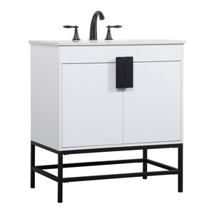 Elegant Decor Eugene 30&quot Aluminum MDF Single Bathroom Vanity in White