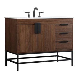 Elegant Decor Eugene 42&quot Aluminum MDF Single Bathroom Vanity in Walnut