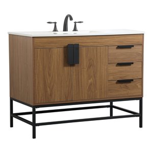 Elegant Decor Eugene 42&quot Aluminum MDF Single Bathroom Vanity in Walnut Brown