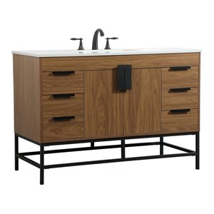 Elegant Decor Eugene 48&quot Aluminum MDF Single Bathroom Vanity in Walnut Brown