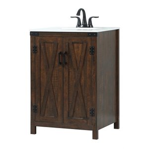 Elegant Decor Grant 24&quot Aluminum MDF Single Bathroom Vanity in Expresso