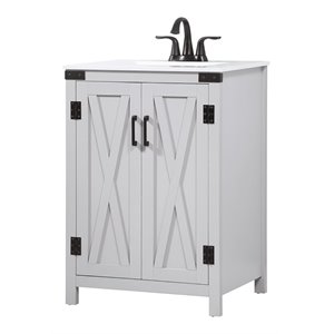 Elegant Decor Grant 24&quot Aluminum MDF Single Bathroom Vanity in Gray