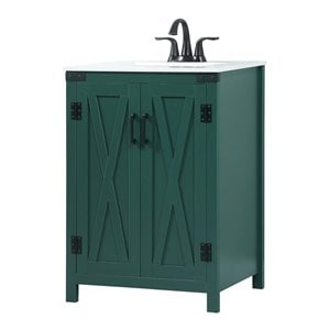 Elegant Decor Grant 24&quot Aluminum MDF Single Bathroom Vanity in Green