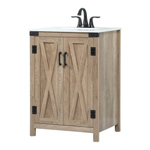 Elegant Decor Grant 24&quot Aluminum MDF Single Bathroom Vanity in Natural Oak