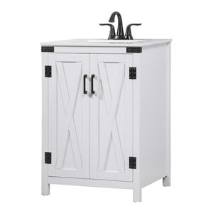 Elegant Decor Grant 24&quot Aluminum MDF Single Bathroom Vanity in White