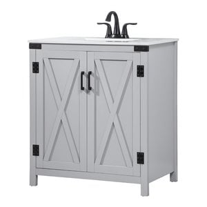Elegant Decor Grant 30&quot Aluminum MDF Single Bathroom Vanity in Gray
