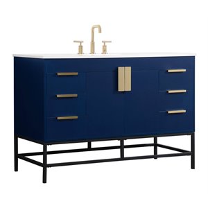 Elegant Decor Eugene 48&quot Aluminum Iron MDF Single Bathroom Vanity in Blue
