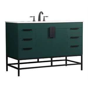 Elegant Decor Eugene 48&quot Aluminum Iron MDF Single Bathroom Vanity in Green