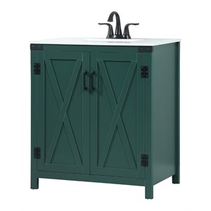 Elegant Decor Grant 30&quot Aluminum MDF Single Bathroom Vanity in Green