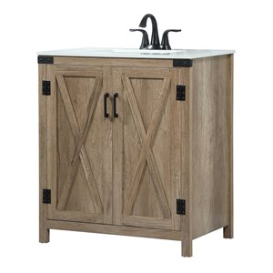 Elegant Decor Grant 30&quot Aluminum MDF Single Bathroom Vanity in Natural Oak
