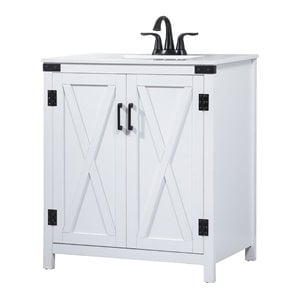 Elegant Decor Grant 30&quot Aluminum MDF Single Bathroom Vanity in White